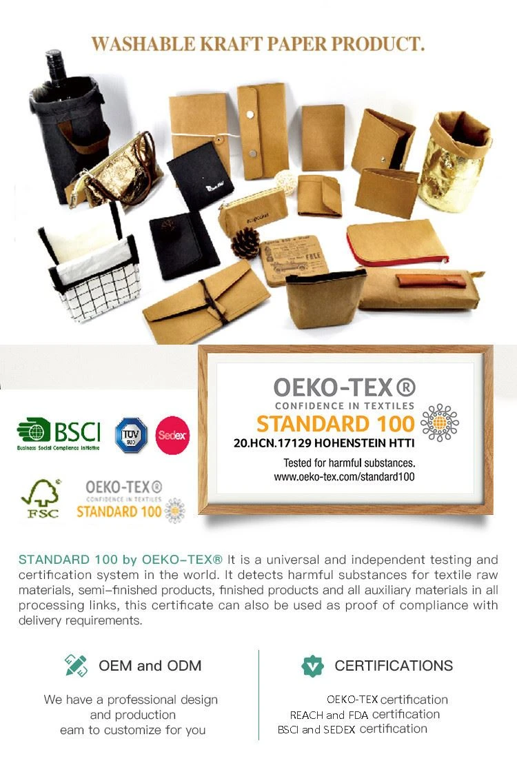 Product Qualification for Waterproof Washable Kraft Paper purses shoulder bag