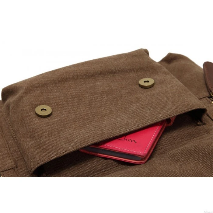 Rucksack Genuine Leather Waxy Canvas Backpack