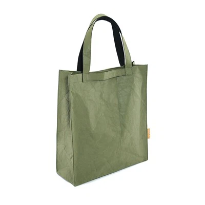 Washable Kraft Paper Handbag Carry Portable Shopping Bag