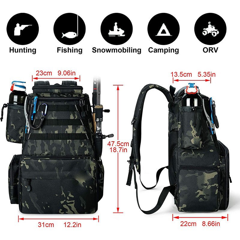 600D Oxford Foldable Outdoor Fishing Tackle Bag With Storage Bag factory