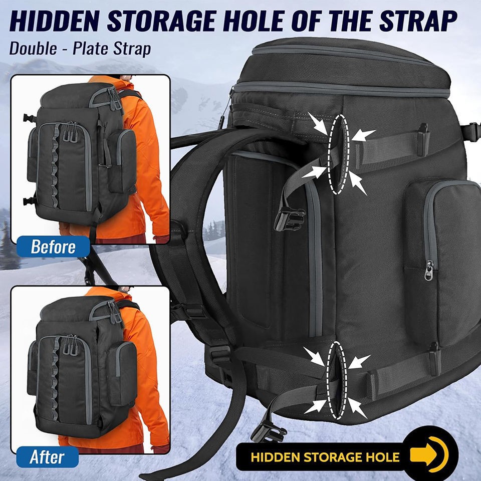 65L Durable Ski Boot And Helmet Travel Backpack factory