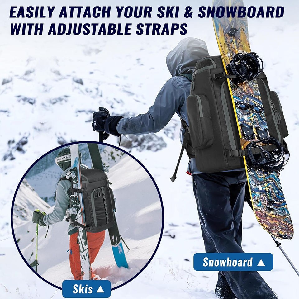 65L Durable Ski Boot And Helmet Travel Backpack high quality