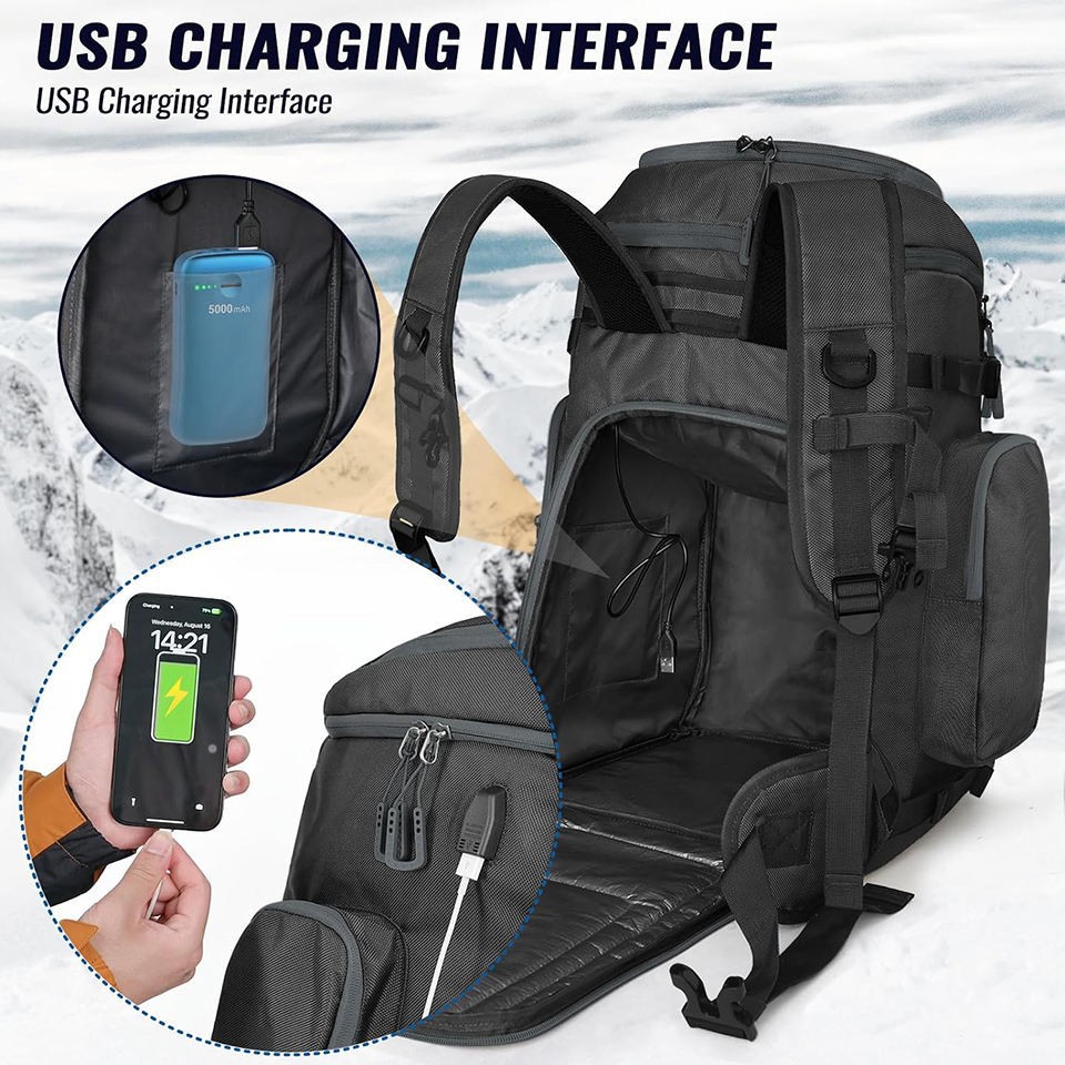 65L Durable Ski Boot And Helmet Travel Backpack best