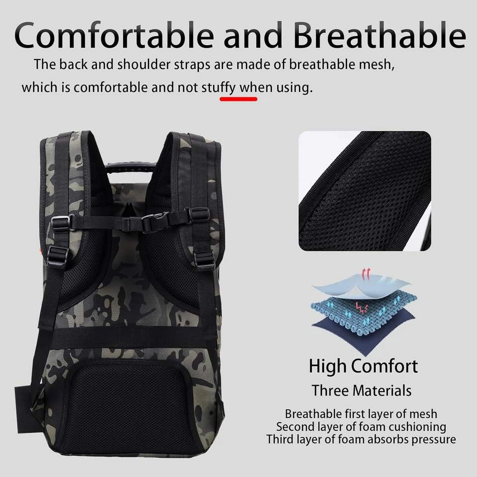 Custom 30L Fishing Tackle Backpack Storage Bag With Rod Holder suppliers