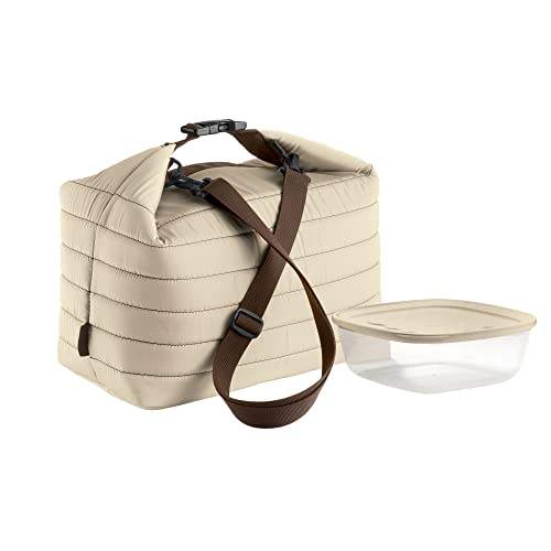Custom Logo Nylon Quilted Puffy Insulated Lunch Tote Bag