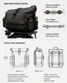 Customized 16L Multi-functional Roll-Top Cycling Laptop Backpack price