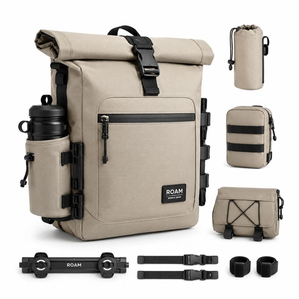 Customized 16L Multi-functional Roll-Top Cycling Laptop Backpack