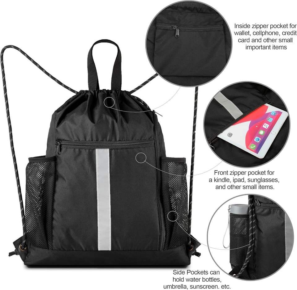 Drawstring Sport Bag With Water Bottle Holder factory