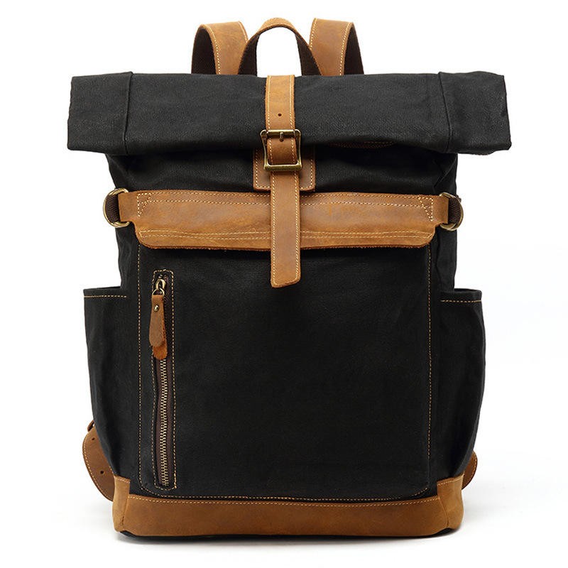 Eco-friendly Wax Canvas Fabric Bike Laptop Backpack suppliers