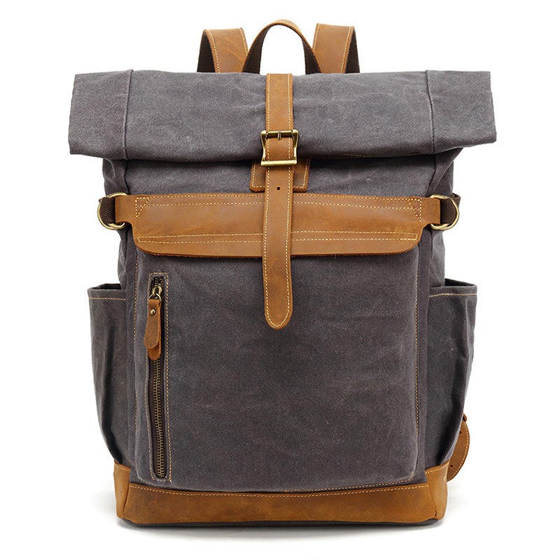 Eco-friendly Wax Canvas Fabric Bike Laptop Backpack factory