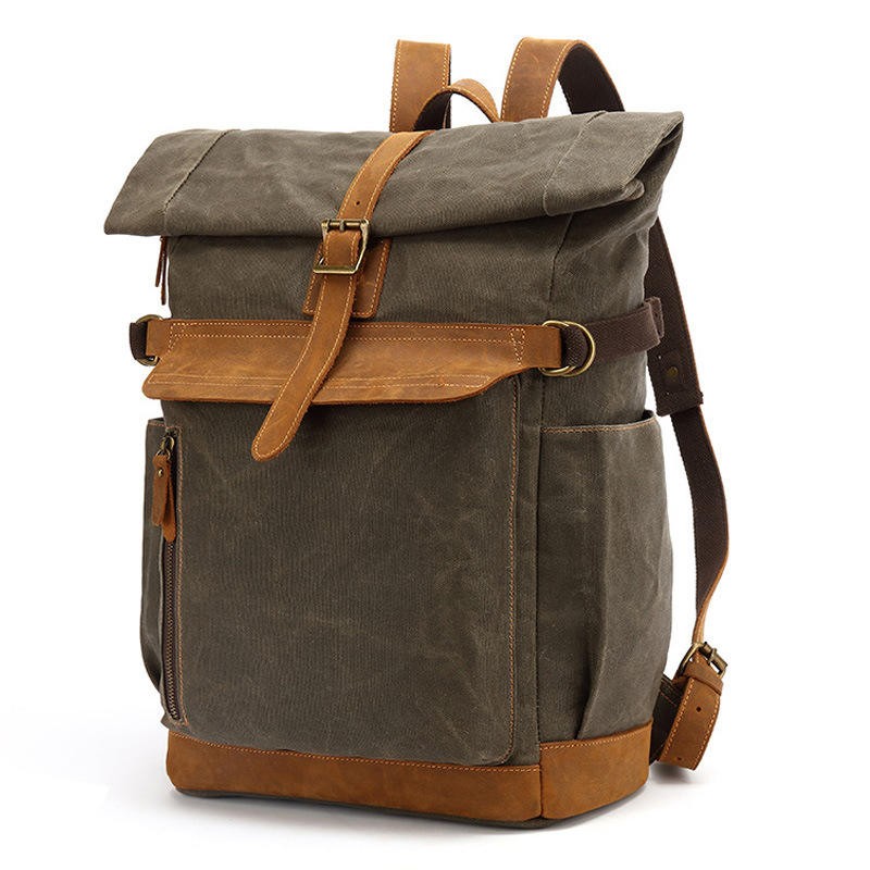 Eco-friendly Wax Canvas Fabric Bike Laptop Backpack high quality