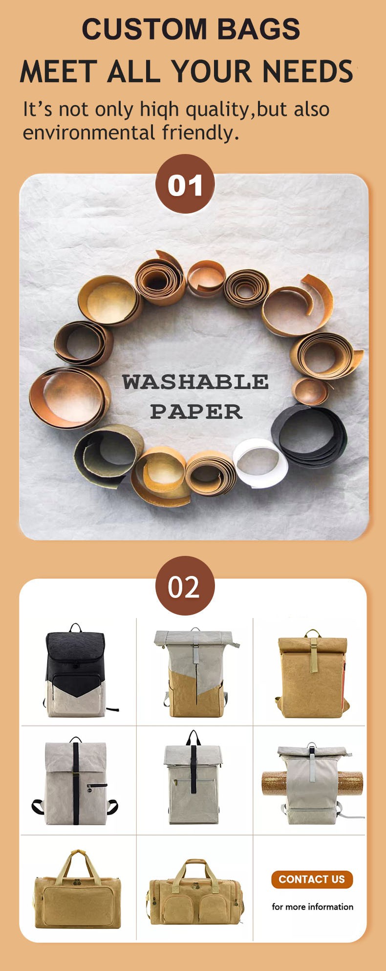 For more colours of washable kraft paper bags and backpack For more colours of washable kraft paper bags and backpack