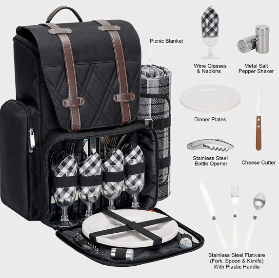 Large Capacity Outdoor Picnic Backpack With Wine Pouch factory