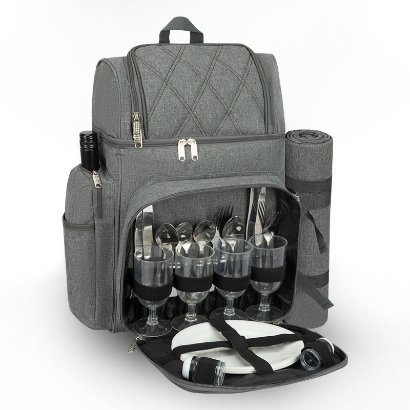 Outdoor Insulated Picnic Backpack With Wine Cooler Bag high quality