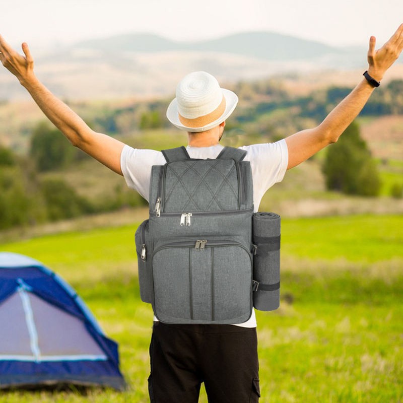 Outdoor Insulated Picnic Backpack With Wine Cooler Bag factory