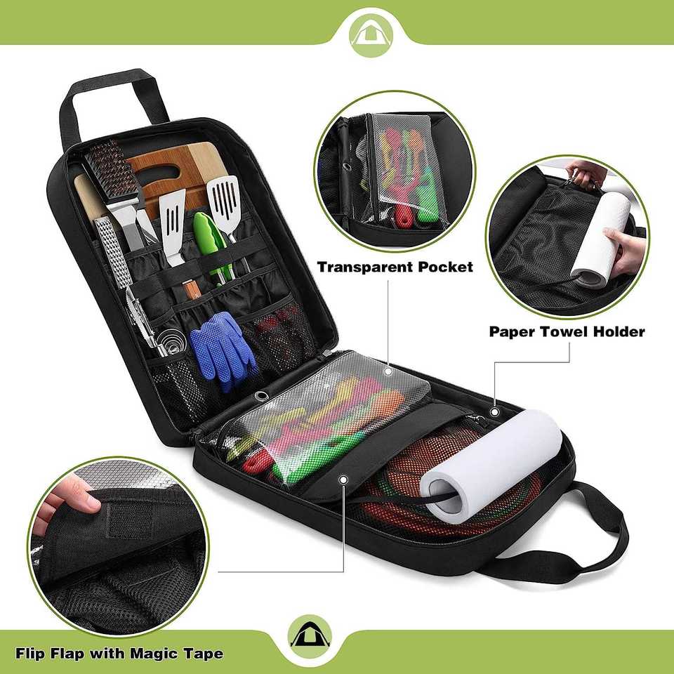Portable BBQ Cooking Utensil Organizer Bag