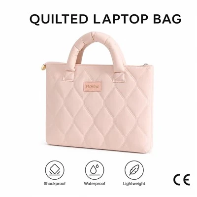 13 Inch Quilted Puffer Laptop Tote Bag