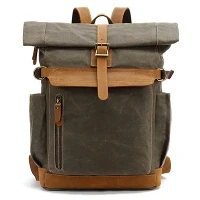 Eco-friendly Wax Canvas Fabric Bike Laptop Backpack