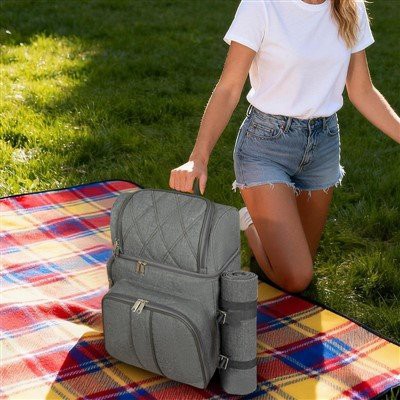 Outdoor Insulated Picnic Backpack With Wine Cooler Bag