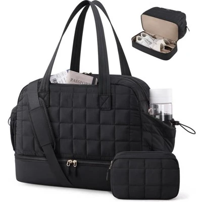 Portable Quilted Puffer Insulated Thermal Tote Bag