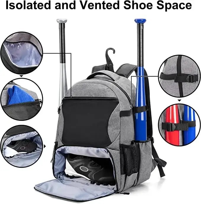 Softball Bat Backpack Bag With Helmet Holder high quality
