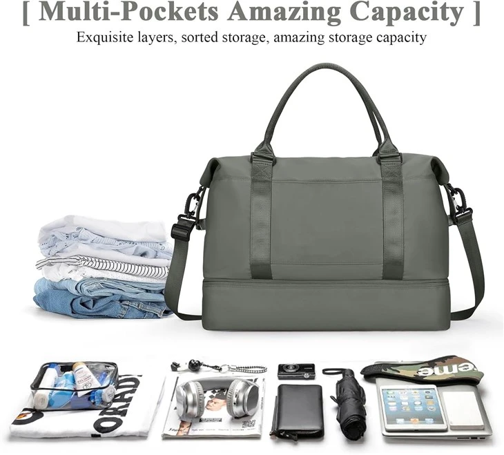 Travel Duffel Bag With Shoes Compartment