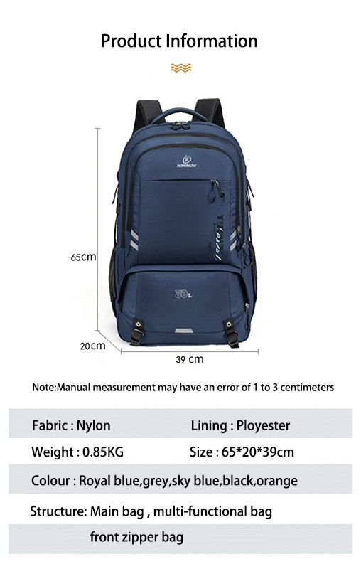 Waterproof Oxford 60L Outdoor Sports Training Backpack factory